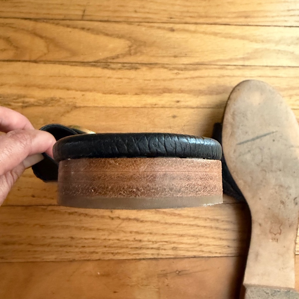 Tory Burch Leticia Black Leather Slide Sandals - Picture 8 of 11